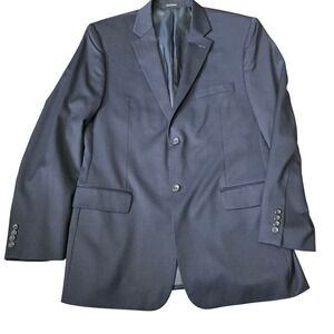 Pronto Uomo Mens Navy Blue 100% Wool 2-Button Blazer Sport Coat 44 Long 44L